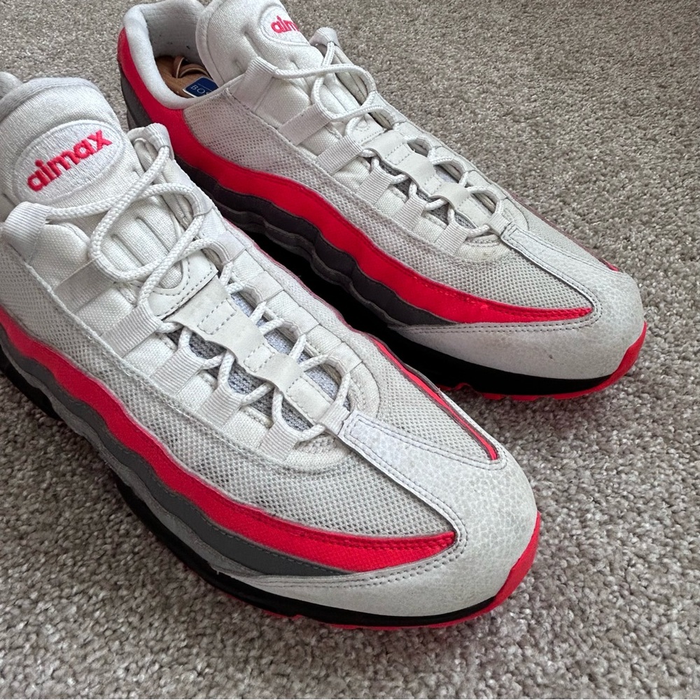 Nike Air Max 95 Solar Red 2018 OG Retro Men’s Size 12 White Grey 749766-112 - Picture 7 of 13